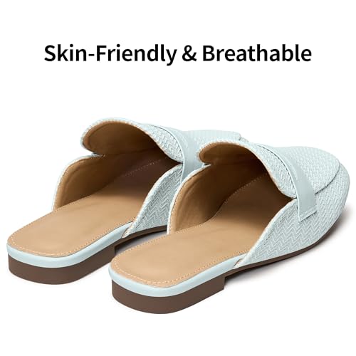 Diarilip Mules for Women Flats Shoes: Comfortable Dressy Square Toe Backless Slides Casual Slip On Business Work Shoes Blue by Diarilip - Used condition - Image 6
