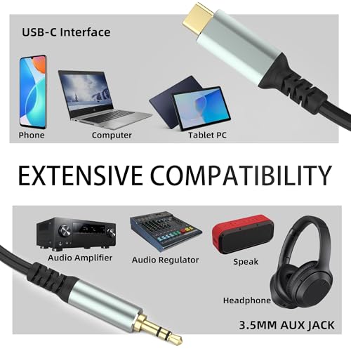 Cable adaptador de audio USB C a 3.5 mm auxiliar para Galaxy S24 Ultra 6