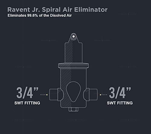 Image of Midline Valve SBW-TQ034T Spiral Air Eliminator Valve for Hydronic Heating Applications; Solid Brass; 3 /4 in. SWT Connections