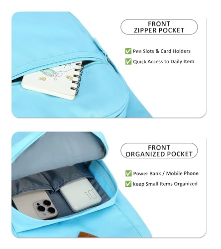 Image of abshoo Classical Basic Womens Travel Backpack For College Men Water Resistant Bookbag (Light Blue)