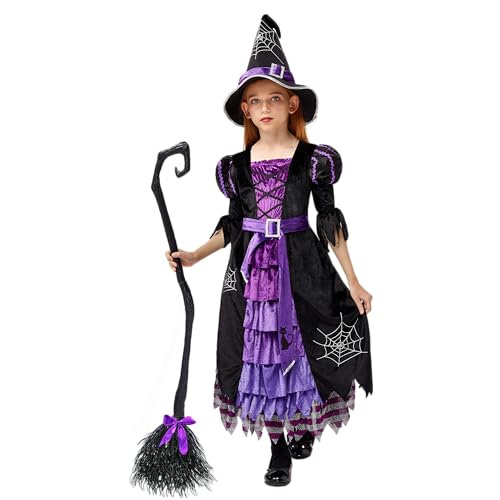 Spooktacular Creations Fairytale Witch Cute Witch Costume Deluxe Set with Broom for Girls