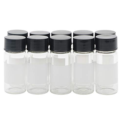 Kesell Clear Liquid Sampling Sample Glass Bottles Vials with Label Sticker and Screwcap Capacity 10ml (1/3 Oz), Pack of 10