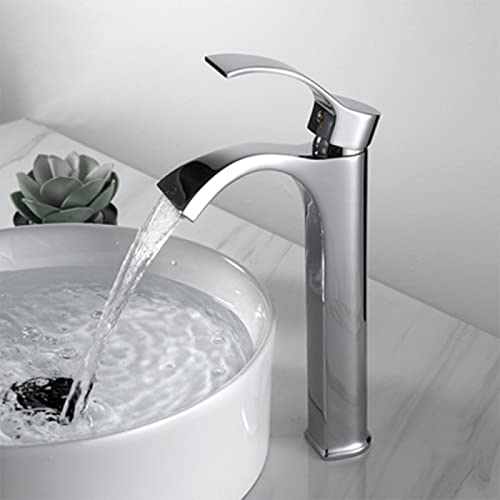Mitigeur de lavabo de salle de bain à levier unique noir avec bec cascade surélevé