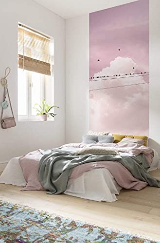 Komar Vlies Fototapete - Cloud Wire Panel - Größe 100 x 250 cm (Breite x Höhe) - Wolken Rosa Himmel Wand Tapete Wohnzimmer Schlafzimmer Büro Flur Dekoration Wandbild - P017-VD1
