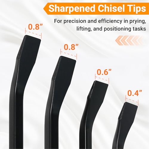 CENFORGE 4-Piece Heavy Duty Pry Bar Set (20 cm, 30 cm, 45 cm, 60 cm) – Mechanic’s Striking Pry Bars with Thicker Strike Cap & Angled Tip – Forged Steel Automotive & Demolition Tools - Image 3