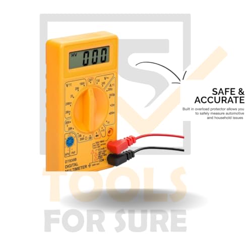 Image of DT-9205A Digital Multimeter with LCD Display - Voltage, Current, Resistance & Continuity Tester - Portable & Accurate Measuring Tool for Electrical & DIY Use (Yellow)