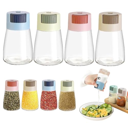 Jsleid 4 Pezzi Bottiglie per Condimenti in Vetro, Saliera E Pepiera Vasetti, Cucina Dosatore Di Sale, Barattoli Di Spezie In Vetro, per Cucina, Campeggio, Ristorante