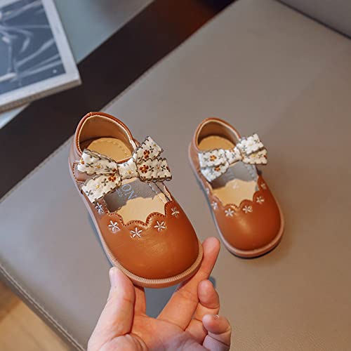 Fashion Summer Children Sandals Girls Casual Shoes Round Toe Low Heel Hook Loop Rhinestone Bow Toddler Slippers Size 5 (Brown, J)3