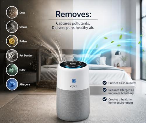 Image of PureOne Air Purifier for Home & Bedroom | Covers Up to 1050 Sq Ft | True HEPA H13 Filter | Smart WiFi App Control | Alexa & Google | PM2.5 AQI Display | Removes Dust, Smoke, Pollen & Pet Dander