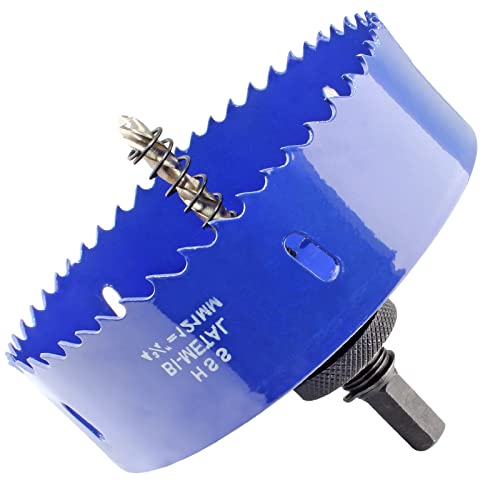 Image of Luomorgo 121mm /4-3 /4 inch Hole Saw with Arbor | 1 1 /4 inch Cutting Depth, HSS Bi-Metal, For Wood Cornhole Boards Plastic Drywall & Metal Sheet
