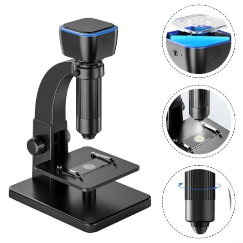 Microscopio industrial 2000X USB con enfoque manual y luz LED para laboratorio textil 3