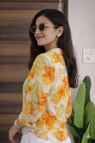 Image of Women's Korean Style 3 /4 Sleeve Oversized Button Down|| Workwear Top Shirt for Office & Casual Wear Women Shirt || Shirt for Woman || Top for Women (L-98-101)