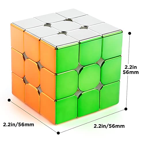 D-Fantix Magnetic Mirror Reflective Speed Cube 3X3X3, Cyclone Boys Original Stickerless Magic Cube, 3D Brain Teaser Fidget Cube, Personalized Shiny Cube Puzzles Gift For Kids Adults (56Mm) #TOP6