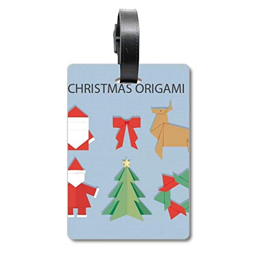 Étiquette d'identification pour valise voyage Noël rouge au pied du sapin