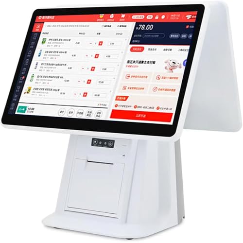 DPDZSW Caja Registradora Táctil De Doble Pantalla con Pantalla Táctil Dual De 15,6', Impresora Térmica Integrada De 58mm, 8 GB De Ram, Ssd De 128 GB, para Restaurantes Comerciales Y Minoristas