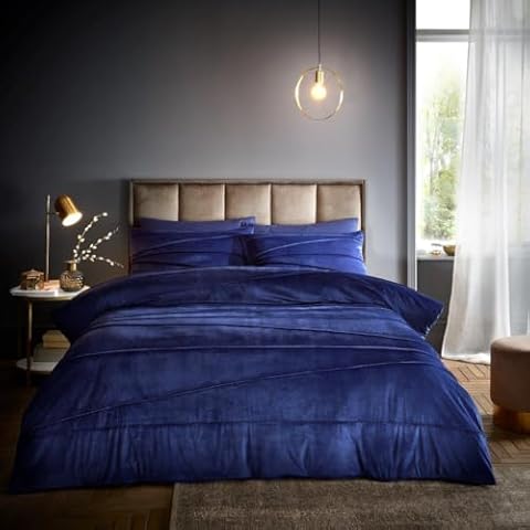 Lions Navy Blue Velvet Duvet Cover Set Cover