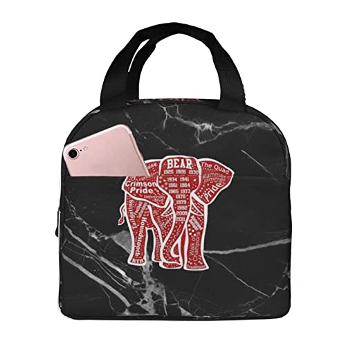 LAMPPE Alabama-Elephant-Lunch-Bags, Insulated Lunch Box Lunch Tote Bag, Picnic Bag for Women Men Work Office