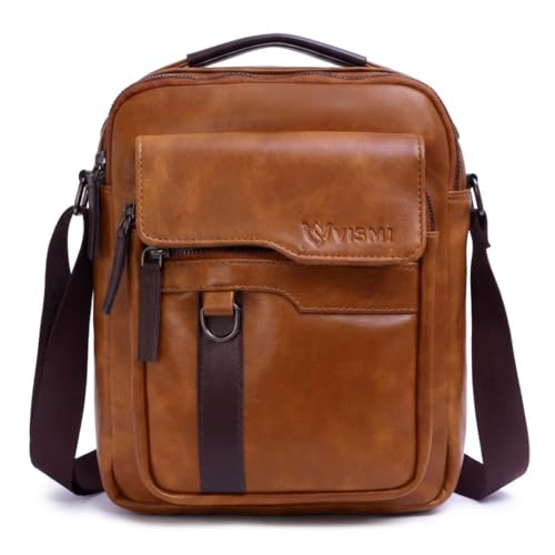 Image of VISMIINTREND Leather Sling Bag for Men Travel | Side Shoulder Messenger Bag for Man | Fits 10 inch ipad | Corporate Gifts for Men | Birthday Gift for Husband /Father | Premium