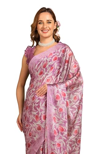 Image of MIRCHI FASHION Women Saree Floral Printed Chiffon | Breathable Lightweight Summer Sari for Office and Daily Use with Unstitched Blouse (Available in 20 Styles)