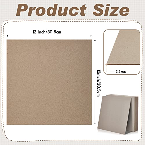 20 Pcs Book Board, Binders Board Chipboard Designer Bookboard Kraft Heavy Duty Chipboard Sheets Bookbinding Supplies for Book Binding Cover (Gray, 12 x 12 Inch 80PT)
