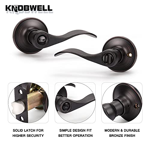 Knobwell 4 Pack Privacy Door Lever Oil Rubbed Bronze Lever Door Handle Thumb Turn Lock Inside For Bedroom Or Bathroom, Reversible For Right Or Left Side #TOP3