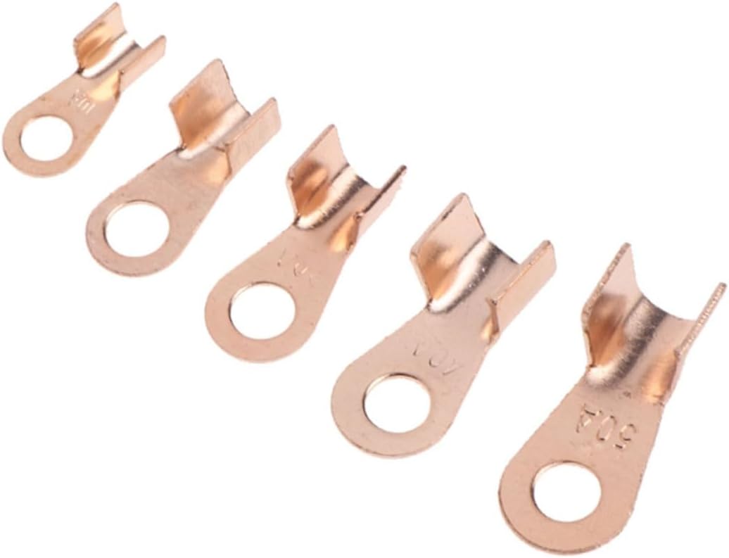 CHILDWEET 70 Pcs Open Copper Wire Terminals Assorted 10A 20A 30A 40A 50A | Insulated Pure Copper Set, Strong Crimp Durability, Outdoor Use, Electrical Connectors Kit