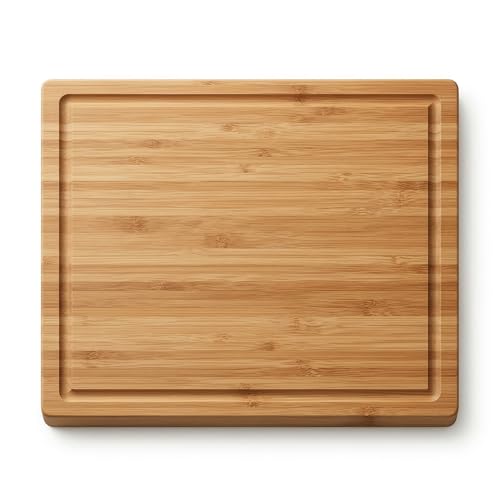 Tábua de Corte Alemã Bambu Maciço Natural 40x34x3 cm – Pesada 2,5 kg – Antibacteriana, para Churrasco Profissional e Elegante, Madeira Extra Grossa, com Canaleta para Sucos da Carne Dia Dos Pais