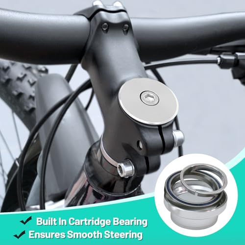 Tongze 1-1/8\" 34mm Bike Headset, MTB Headset Fits for Mountain Bike Road Bicycle with Bearing & Stem Cap(Silver) - Thumbnail 5