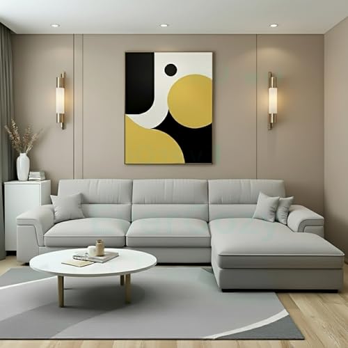 Image of Italino 4 Seater Luxurious L Shape Fabric Sofa Set (Right Side Lounger, Light Grey) | 3 to 4 Person Wooden Corner Sofa Couch for Living Room Bedroom Home Hall Furniture