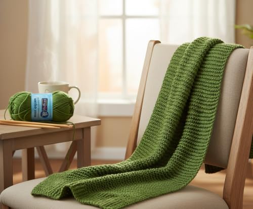 Image of ProKart Premium Woolen 4 ply Hand Knitting Wool Yarn | Fine Weight Knitted and Crocheted Soft Yarn for Sweater, Scarf, Hat, Baby Clothes, Baby Sports, Purse, Gift Bags & DIY Craft Accessories Projects (1 Ball /100 Gram Each) (Turtle Green, 100gms x 2 Pack)
