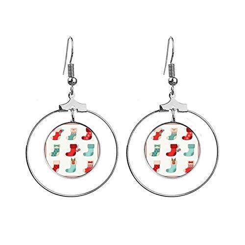 Boucles d'oreilles pendantes Noël illustration chaussettes idée cadeau