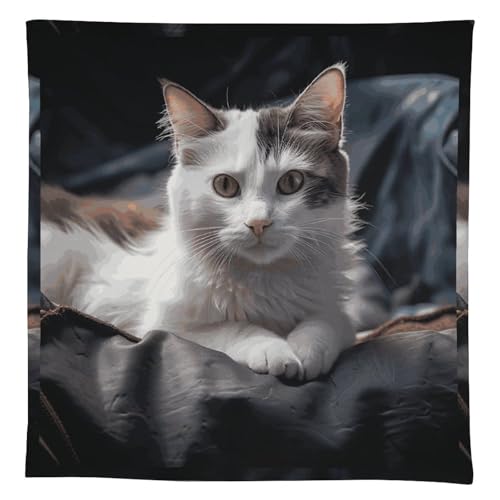 Nappe de table rectangulaire motif chat pour décoration de cuisine et restaurant