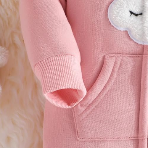 Image of First Kick Baby and Kids cotton fleece romper jumpsuit onesie sleepsuit clouds embroided