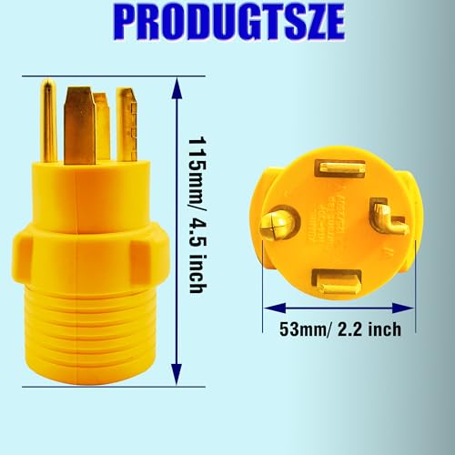 NEMA 14-50P Male Connector with 3 Cores and 10-30R Female Connector Adapter,A 50 Amp to 30 Amp Dryer Adapter from 14-30P to 10-30R,Suitable for Generator,Welding Machine,and Power Line Connectors4