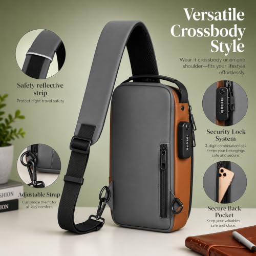 Image of Sling Bag for Men & Women- Crossbody Sling Bag for Travel, Cycling & Hiking | Waterproof Shoulder Bag with Compartment and Zipper Pockets