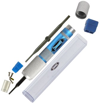 Commando Precision Pocket Optical Eyeglass Screwdriver w/Dbl Ended Flat Screwdriver Blade (Stores Inside Anodized Handle) Plus 4 Assorted Screws, All Items Stored Inside Plastic Tube for Carrying.