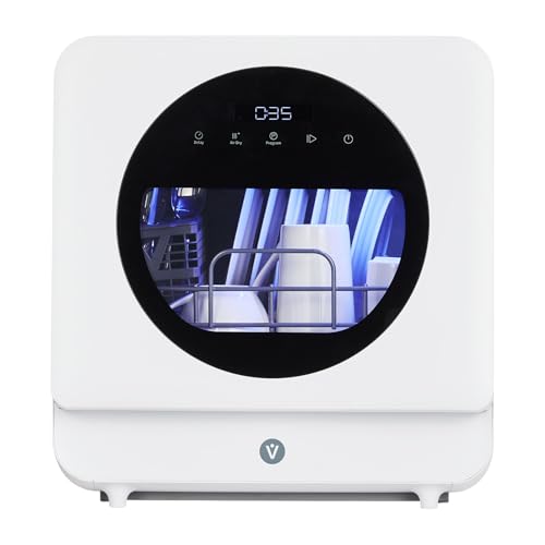 Dishwasher Countertop Compact Portable Dishwasher with Faucet & Self-Priming Water Modes Water Inlet, Compact with More Space Inside,6 Programs Ideal for RV & Apartments, No Hookup Needed