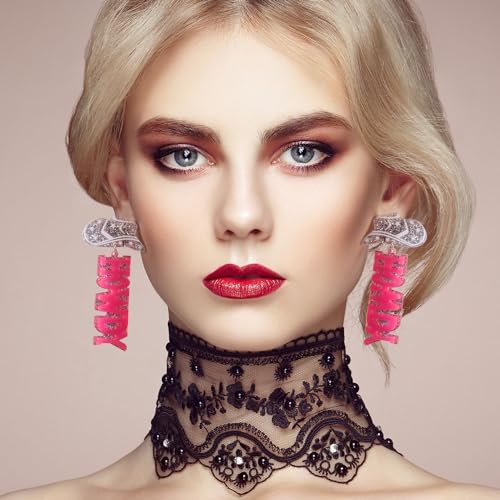 12 Pairs Beaded Cowboy Earrings for Women Pendant Rhinestone Enamel Boot Hat Drop Dangle Earrings2