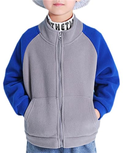 Cromoncent Boys Girls Color Block Long Sleeve Polar Fleece Jacket, 2-12 Years