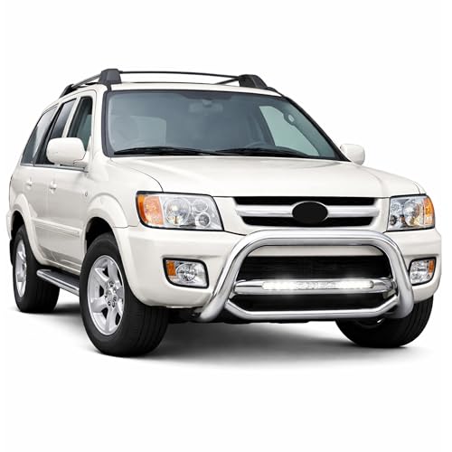 Image of Black Horse MAX Beacon Bull Bar No Skid Plate Stainless Steel Compatible with 1999-2003 Infiniti QX4|1999-2004 Nissan Pathfinder-MAB-NIB4201S