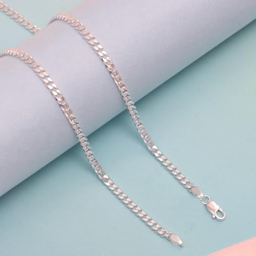 LeCalla Solid 925 Sterling Silver Italian 3.5mm, 4mm Diamond-Cut Cuban Link Curb Chain Necklace for Men Women (16, 18, 20, 22, 24, 26 Inches), Made in Italy4