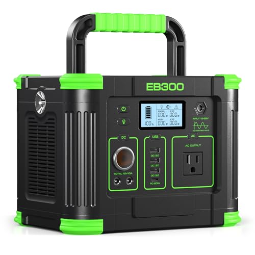 Portable Power Station 330W, 288.6Wh Solar Generator with 60W USB-C PD Output, 110V Pure Sine Wave AC Outlet, 5W Wireless Charging, 330W Backup Lithium Battery for Outdoor Camping Travel Hunting Home