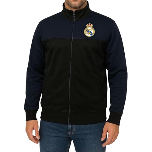 Icon Sports Officially Licensed CF Track Jacket-Unisex Adult Veste de survêtement, Real Madrid | Noir, M Mixte