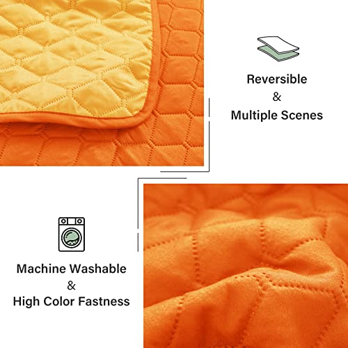 Exclusivo Mezcla Ultrasonic Reversible 2 Piece Twin Size Quilt Set With Pillow Sham, Lightweight Bed Cover Soft Bedspreads Coverlet Set - (Bright Orange, 68"X88") #TOP5
