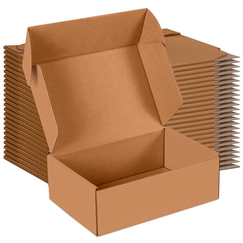 JOWLOT 9x6x3 inch Small Shipping Boxes Set of 25 Brown Corrugated Cardboard Box Literature Mailer for Mailing Packing Moving and Storage