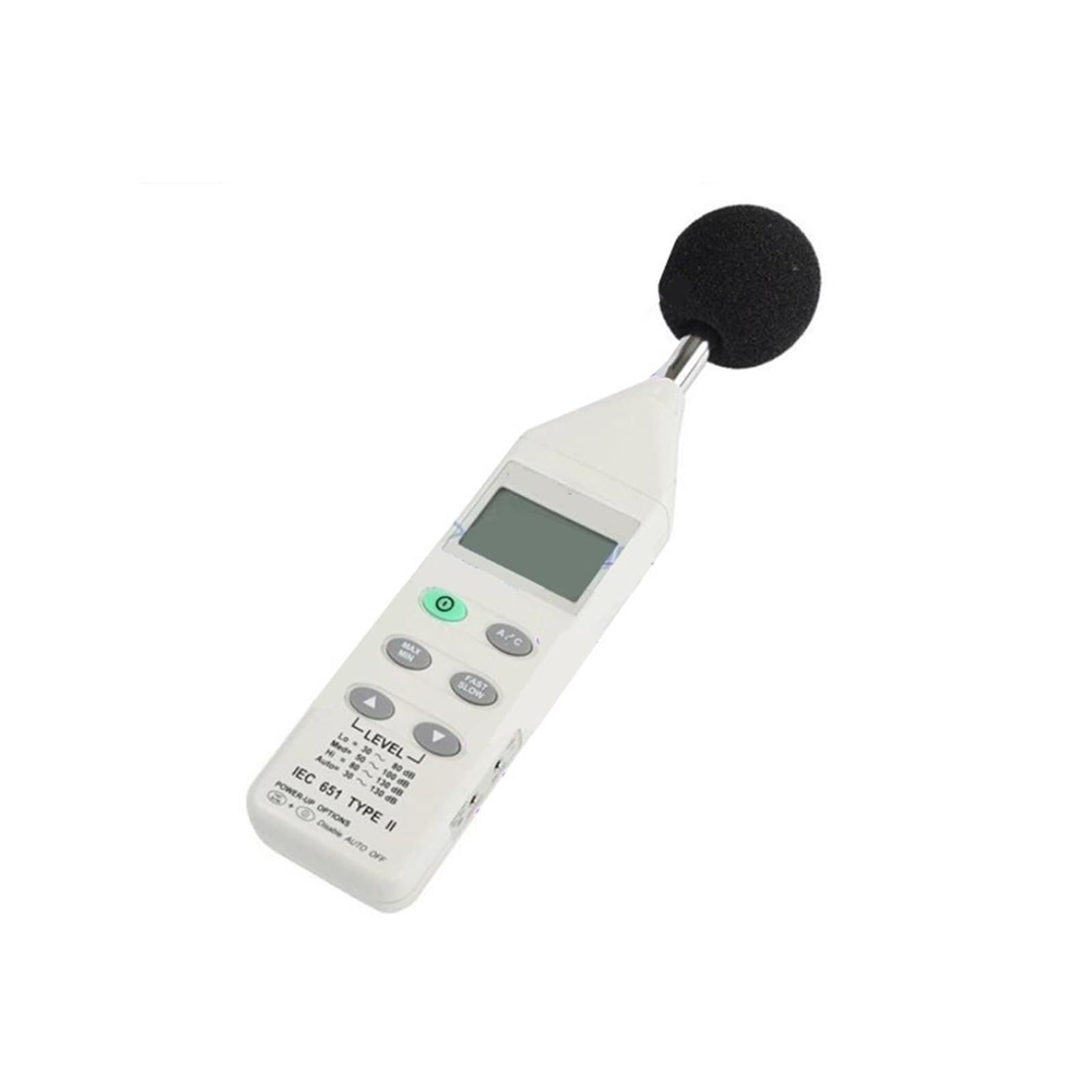 misuratore di decibel， Tester del livello di rumore con spegnimento automatico, fonometro digitale da 30-130 dB display LCD e uscita CA/CC