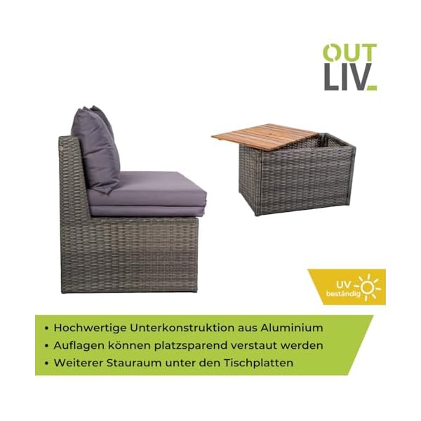 OUTLIV. Balkonset Polyrattan Braun mit Akazientisch