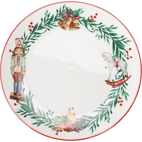 Carousel Home Nutcracker Christmas Plate | Round Ceramic Festive Serving Dish Christmas Serving Plate | Christmas Tableware Xmas Dinner Plate - 27cm
