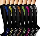 Graduated Copper Compression Socks for Men & Women Circulation 8 Pairs 15-20mmHg - Best for Running