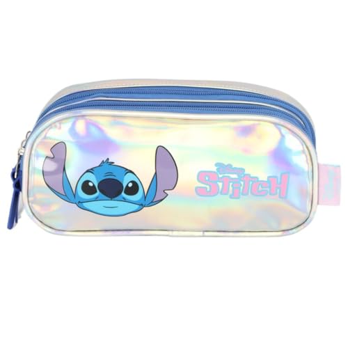 Luxcel Estojo Escolar 3 Compartimentos Metálico com Desenho animado de Stitch